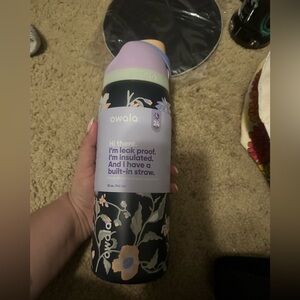Owala Floral Insulated Water Bottle - Black and Purple